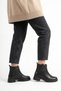 Venor Genuine Leather Women's Boots with Side Ring Buckle, Black Skin - 7