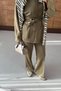 Pencil Belted Striped Trousers Design Modest Women's Scuba Suit - 2