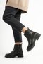 Venor Genuine Leather Women's Boots with Side Ring Buckle, Black Skin - 6