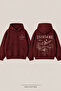 Unisex Evermore Printed Back Detail Casual Use Comfortable Burgundy 3 Thread Combed Cotton Hooded Sweatshirt