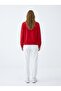 Regular Fit Sign Printed Crew Neck Red Sweatshirt - 3