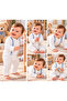 Ss Gi̇yi̇m Baby Boy White Teddy Bear Patterned 2-Piece Set – Long Sleeve Top with Bow Tie and Pants - 3