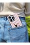iPhone 16 Pro Compatible - Pink Striped, Dual Layer Cover, Glossy Surface Protective Case - 3