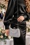 Women's Stylish Silver Arm and Shoulder Clutch Portfolio Evening Dress Bag with Stones - 3