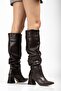 Zirinx-2002 premium coffee brown women's boot with thick heel and bellows detail - 7 cm heel height - 3