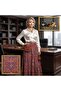 Elastic Waist 3-Layer Ruffle Viscose Fabric Skirt, Mevlana Long Cotton Skirt, Size 38-44