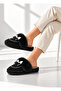 Luxurious Plush and Ribbon Detailed Warm Home Slippers Suede House Slippers Dowry Gift Slippers Stc1366 - 2