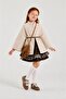 Beige Leather Belted Children's Cape