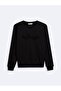 Regular Fit Sign Printed Crew Neck Black Sweatshirt - 4