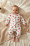 Cherry Patterned 100% Cotton Baby Girl Romper