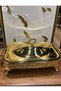 Pri̇nç Gold Micron Coated Rectangular Serving Plate - 2