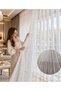Dnr24 Striped Premium Tulle Curtain 1/3 Dense Pleats, Firm and Flowing, No Ironing Required