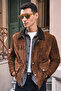 Ranger Men's Brown Oversize Suede Leather Jacket 26Wgd661710 - 6