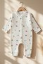 Tiny Rose Patterned White 100% Cotton Baby Girl Romper 3-6-9 Months - 2