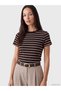 Alita City Brown Camisole Striped Tight & Slim Short Sleeve Women's T-Shirt