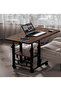 Adjustable Rolling Laptop Table with Wooden Top and Storage Shelf, Height Adjustable Mobile Side Table - 60x40x(60-85) cm