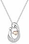 Heart Pendant Necklace,Mother and Child Holding Hands Design,Adjustable Chain