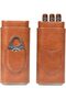 Portable Cedar Wood Lined Travel Case with Silver Cutter,Holds 3,Brown