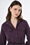 High Collar Lyocell Viscose Dress Plum - 6