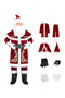 8Pcs Santa Claus Costume for Men Adult Christmas Santa Costume Set Velvet Professional Santa Outfit Xmas Cosplay Costumes