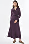High Collar Lyocell Viscose Dress Plum