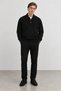 Black Polo Collar Sweatshirt with Snap Detail and Regular Fit |   Mew2211442-1 - 2
