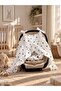 Muslin Black Heart Ruffle Detailed Stroller Cover and Stroller Cushion Set