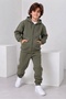Boy's 3 Threaded Hooded Zipper & Jogger Tracksuit Set - 2