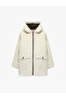 Long Sleeve Hooded Pocketed Zippered Plush Lined Long Raincoat - 4