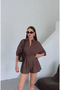 Brown Shirt Shorts Set - 2