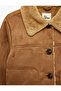 Classic Collar Buttoned Faux Suede Jacket - 7