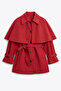 Cape Detailed Trench Coat 202712 - Red - 4