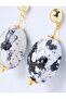 White Oval Stone Detailed Modern Earrings - 2
