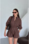 Brown Shirt Shorts Set