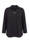 Collar Stone Detailed Plus Size Crepe Blouse Black - 2