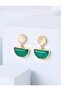 Green Modern Figured Dangle Earrings