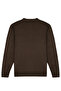 Men's Polo Collar Plain Knitwear Cotton Brown Sweater Steel Knit Classic Pattern - 5400F - 6