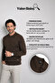 Men's Polo Collar Plain Knitwear Cotton Brown Sweater Steel Knit Classic Pattern - 5400F - 7