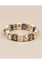 Avorio Rectangular Crystal Stone Porcelain Coated Elastic Bracelet