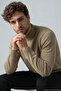 Men's Half Turtleneck Plain Knitwear Cotton Mink Sweater Steel Knit Classic Pattern - 5400B - 3
