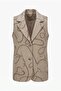 Patterned Large Size Cashmere Vest with Cotton Lining Inside, Beige - 2
