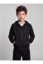 Black Hooded Thick Boys' Zippered Sweatshirt - 8