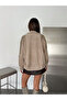 Women's Suede Stand Collar Jacket with Full Zipper Pocket and Shoulder Detail - 8