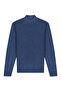 Men's Half Fisherman Indigo Sweater Cotton Knitwear Rice Patterned Steel Knit Classic Fit - 5410B - 2