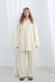 Women's Oversize Shirt Set with Button Detail - 20694Tks Beige - 2