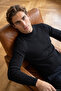Men's Half Fisherman Black Sweater Slim Ribbed Patterned Classic Fit - 5411B - 5