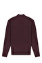 Men's Half Fisherman Burgundy Sweater Cotton Knitwear Rice Patterned Steel Knit Classic Fit - 5410B - 6