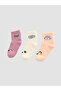 Coral Patterned Girl's Socks 3-Piece Set - 5