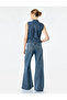 Regular Waist Buttoned Pocketed Spanish Flare Denim Trousers - Flare Jeans - 4