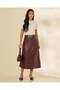 Women Burgundy Belted Flared PU Skirt - 5